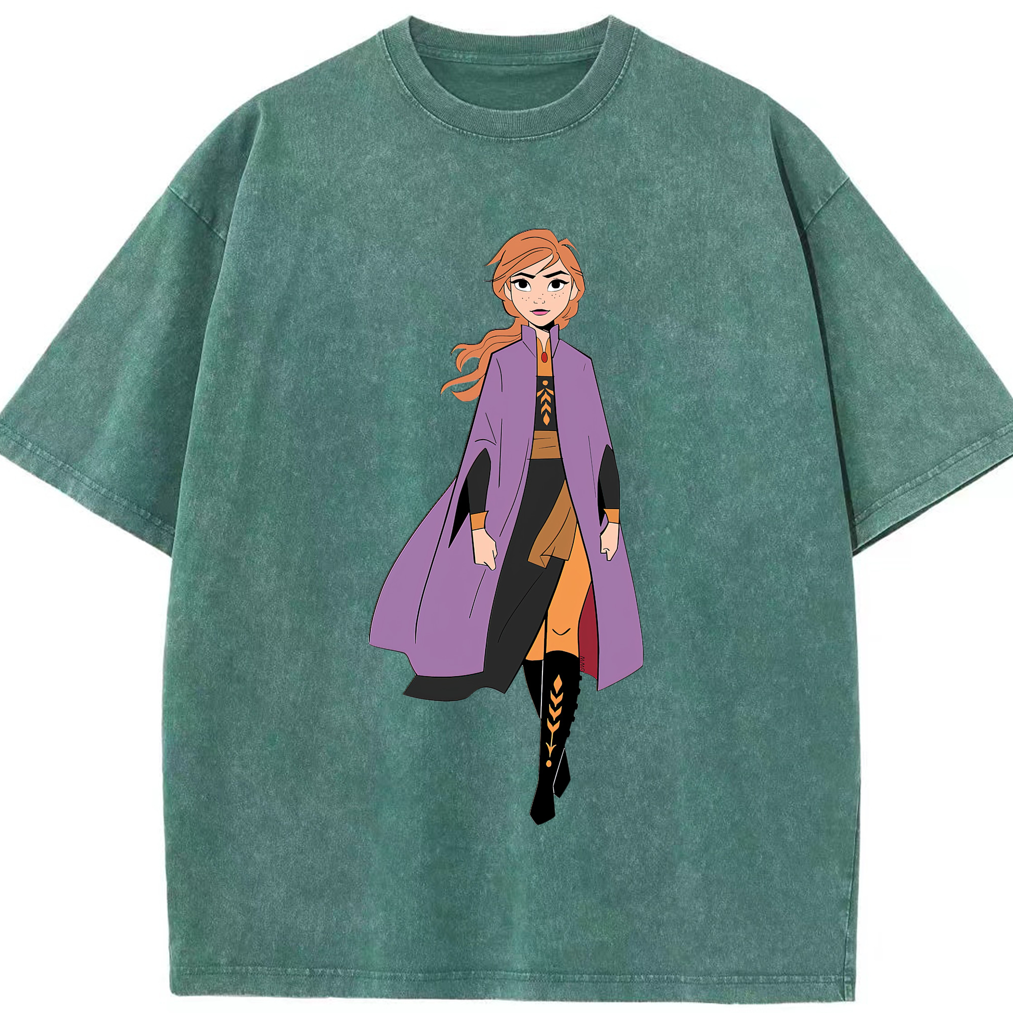 （画像用） アナと雪の女王 アンナ エルサ Frozen Anna Elsa 綿100% ヴィンテージ風 半袖Tシャツ（フロントプリント）